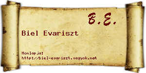 Biel Evariszt névjegykártya
